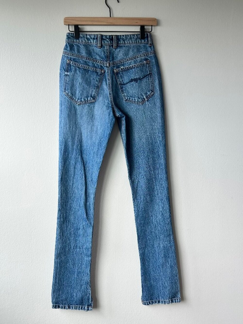 SER.O.YA LAFAYETTE Slim Straight Leg Low Tide Jeans Size W24 L34 Slit Hem - Picture 6 of 15